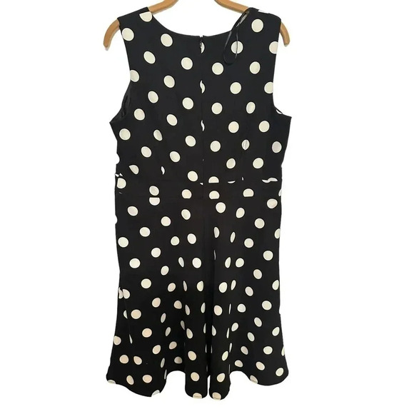 Alyx Women’s Black & White Polka Dot Sleeveless Stretch Sheath Dress Size 16 - Picture 2 of 10